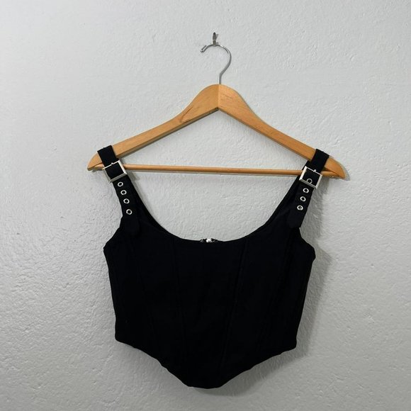 White Fox Boutique Tops - Black Corset Tank Top